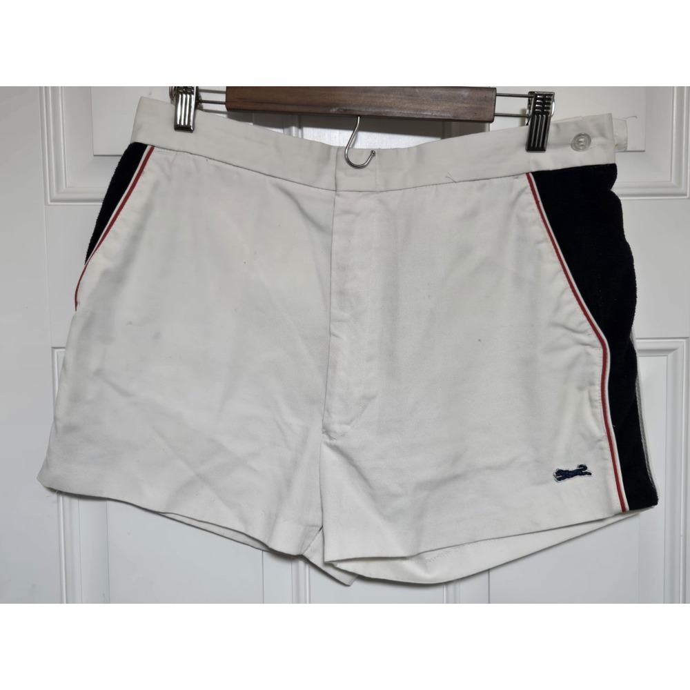 Vtg LE TIGRE‎ Campus Shorts Mens White 36 Inseam 3"   *Flaws Damaged*